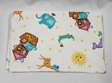 Vintage Noah's Ark Baby Cotton Flannel Receiving Swaddle Blanket Sun Animals