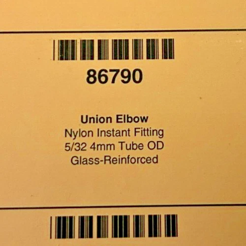 Lote de 5 nuevos codos de unión Lawson 86790, tubo de 5/32" OD, nailon reforzado con vidrio Foto 2 de 4