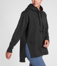 ATHLETA WOMEN'S BLACK LONG SLEEVE YOGI HIGH LOW HOODIE SWEATSHIRT PLUS Sz 1X
