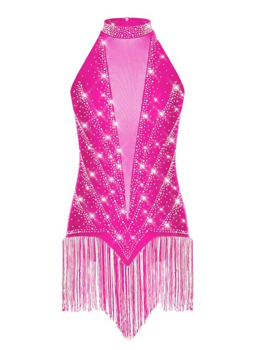 Womens Sparkly Latin Dance Leotard Dress Samba Tango Ballroom Dance Costume - Picture 31 of 140