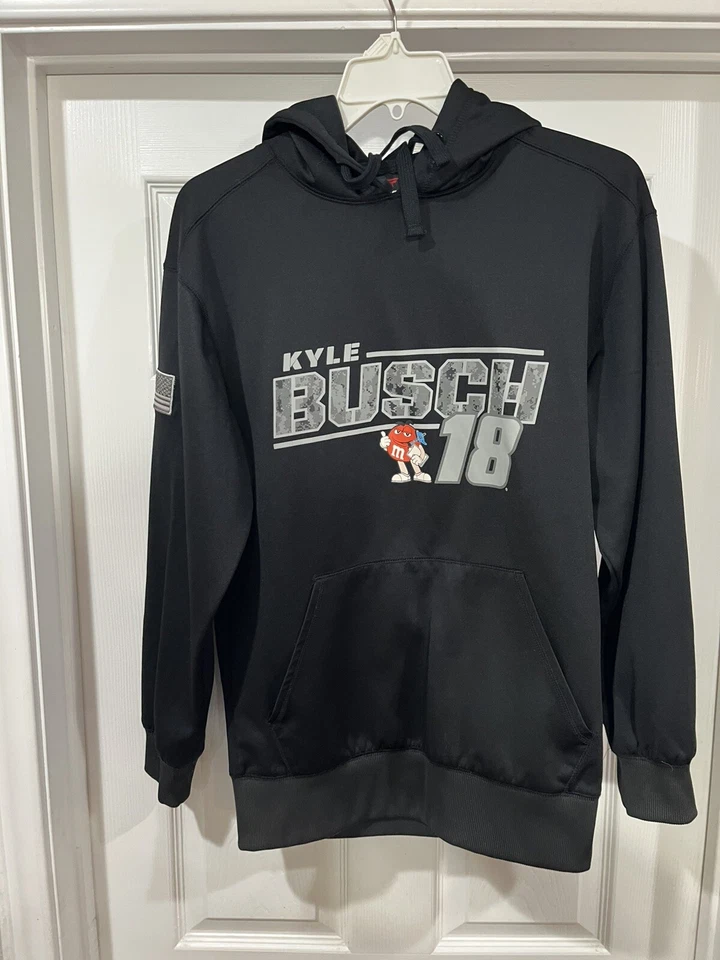 NASCAR KYLE BUSCH #18 M&M Fanatics Sudadera con Capucha con Bandera y Camuflaje Talla S A+++ Foto 2 de 4