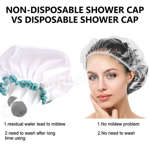 100X Shower Cap Clear Plastic womens Men Kids Hair Cover Waterproof - Picture 6 of 9