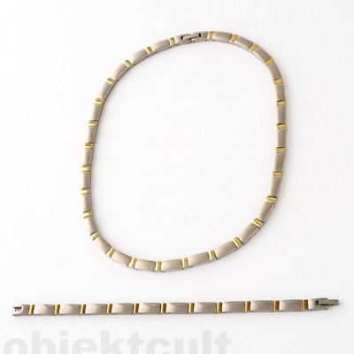 Boccia titanium two-tone jewelry set: bangle bracelet + necklace necklace gold plate