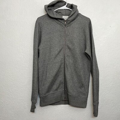 John Elliott Full Zip Hoodie Adults Size 2 Heather Gray Pockets Long Sleeve