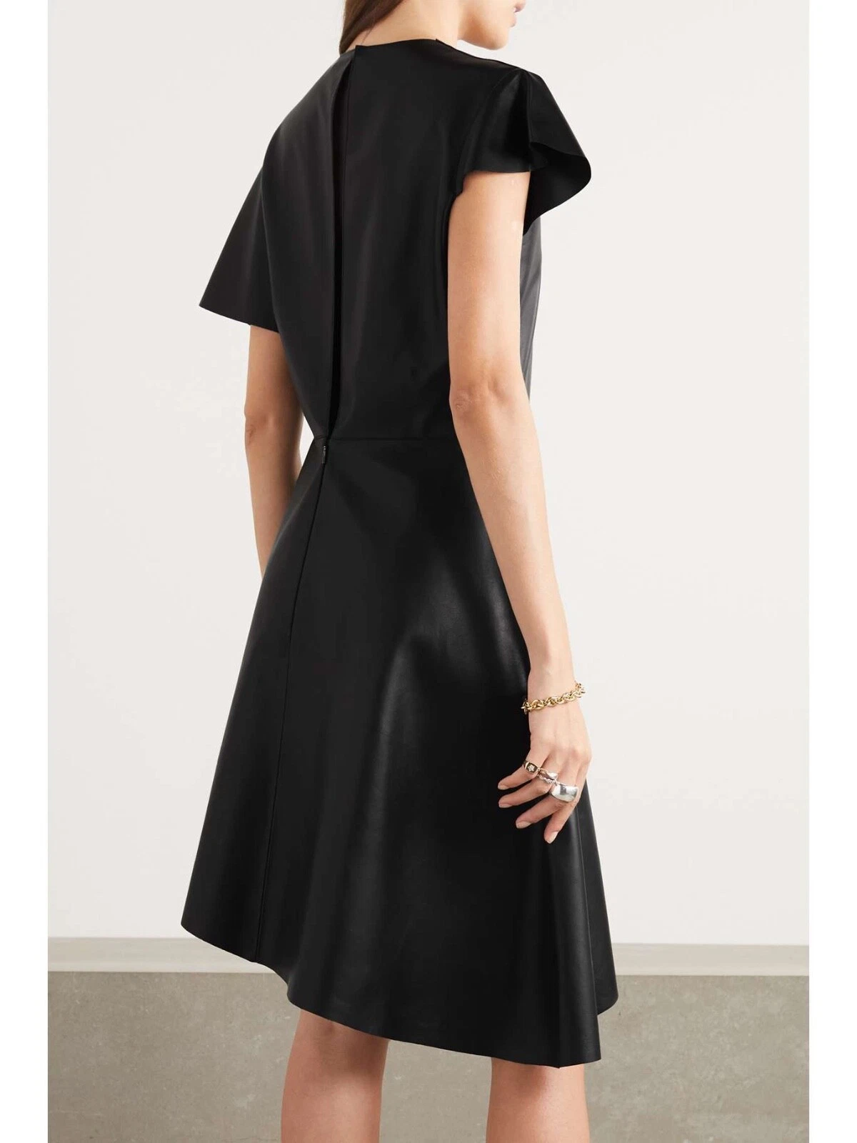 Mini abito Loewe in pelle di agnello nero con pannello asimmetrico nuovo con etichette $4650 6 FR 38