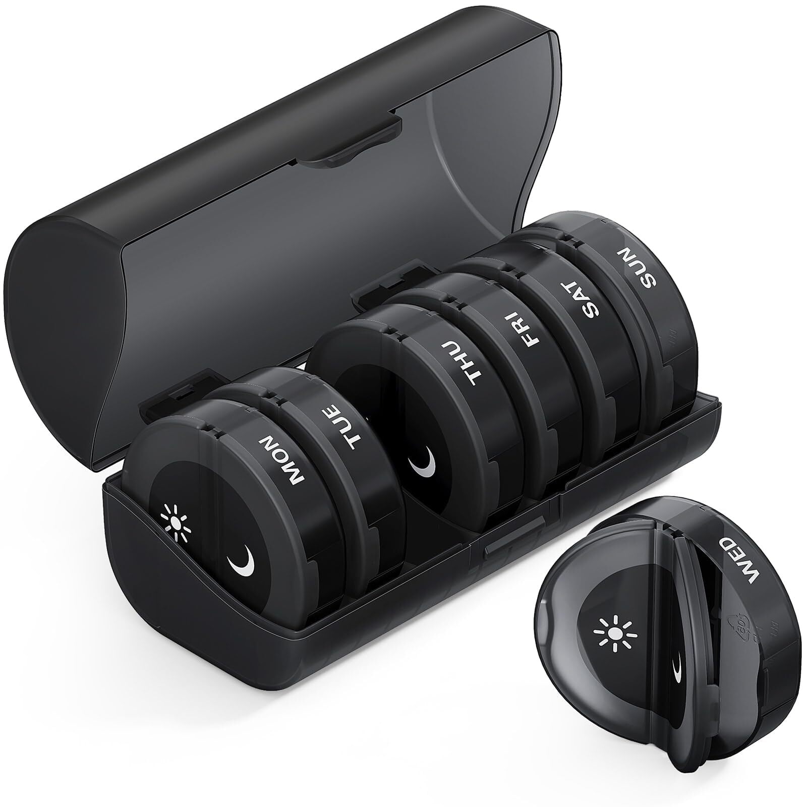 Organizador de píldoras 2 veces al día, organizador de píldoras medicinales, organizador semanal de píldoras...