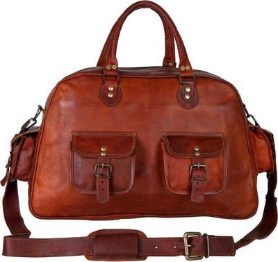 Women/'s genuine Leather large vintage duffle travel gym weekend overnight bag