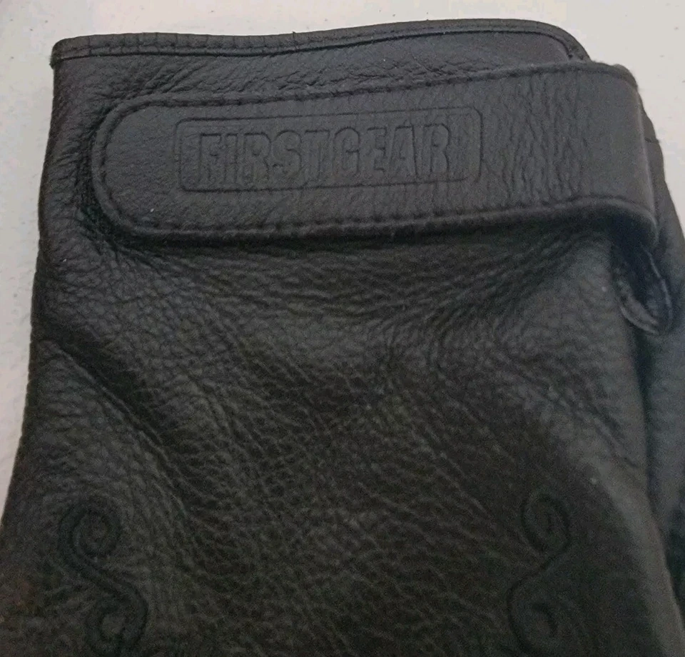 Guantes de moto First Gear 100 % cuero bordados negros XL para mujer Foto 4 de 4