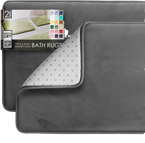 43x24" Grey Ultra Soft Machine Washable Microfiber Bath Mat