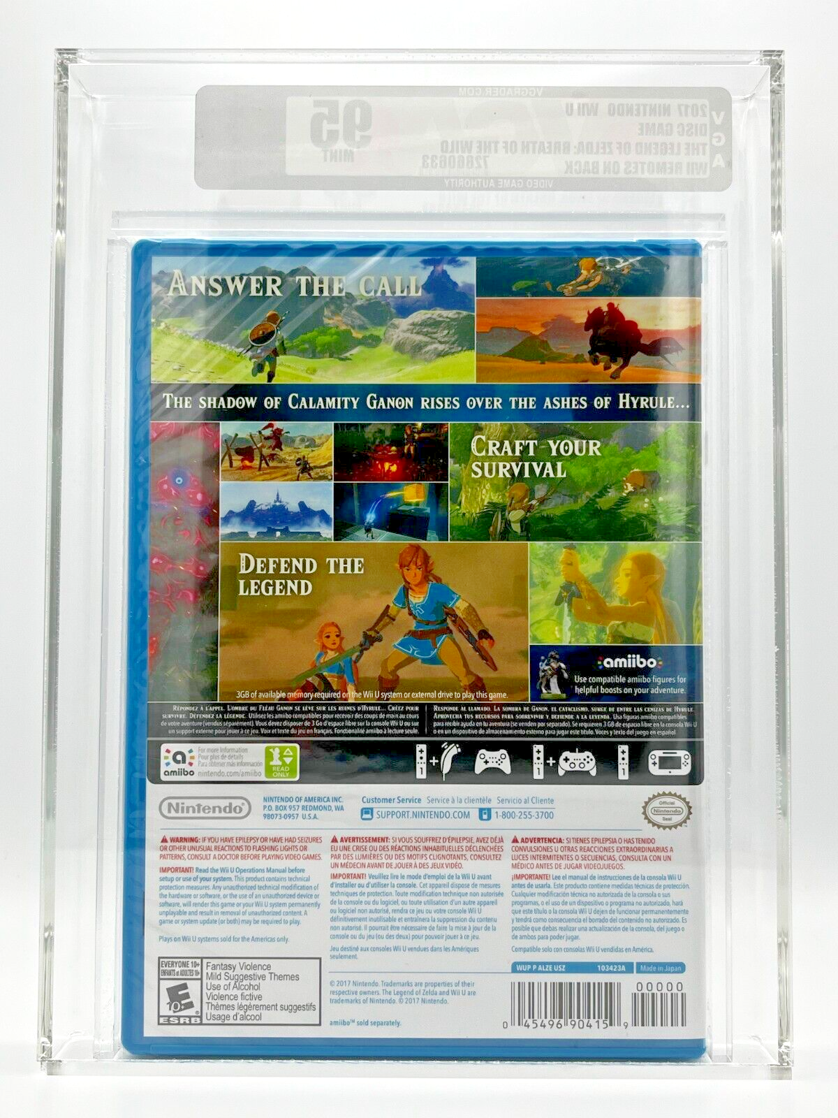 Zelda Breath of the Wild Nintendo Wii U RGS GRADED 95+ MINT PEGI AT NO WATA  VGA