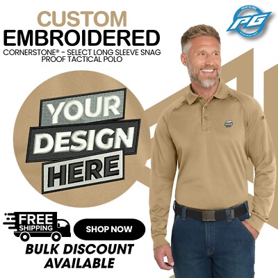 Custom Embroidered Shirt For Men CornerStone Select Long Sleeve Snag-Proof Polo