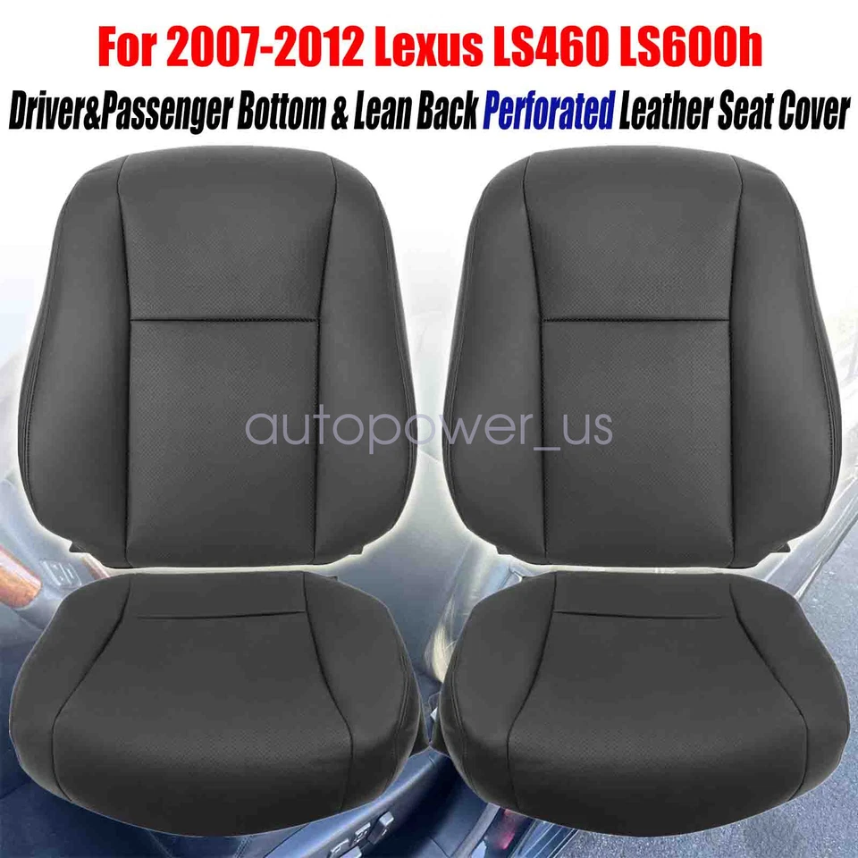 2007 to 2012 For Lexus LS460 LS600h Front Bottom Top Leather Seat Cover Black - Image 2 of 4