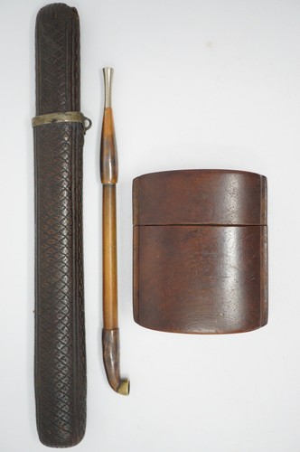 Japanisches Kiseru Set mit Pfeife plus Behälter & Holz Inro ausJapan 1102C6 - Bild 2 von 12
