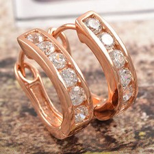 Beautiful New Rose Gold Filled Channel Set CZ Round U Hoop Earrings
