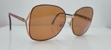 Vintage Luxottica 1255 Black Red Gold Oval Oval Oversized Sunglasses FRAMES ONLY