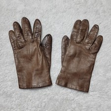 Vintage Unbranded Leather Gloves Brown Made in Italy Size 7