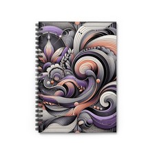Spiral Notebook Ruled Line Purple Orange Gray Abstract Style Design 5 Gift