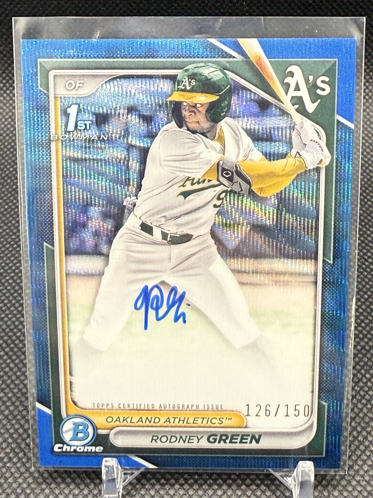 Rodney Green 2024 Bowman Draft #CPA-RG 1st Chrome Autograph Blue Wave /150