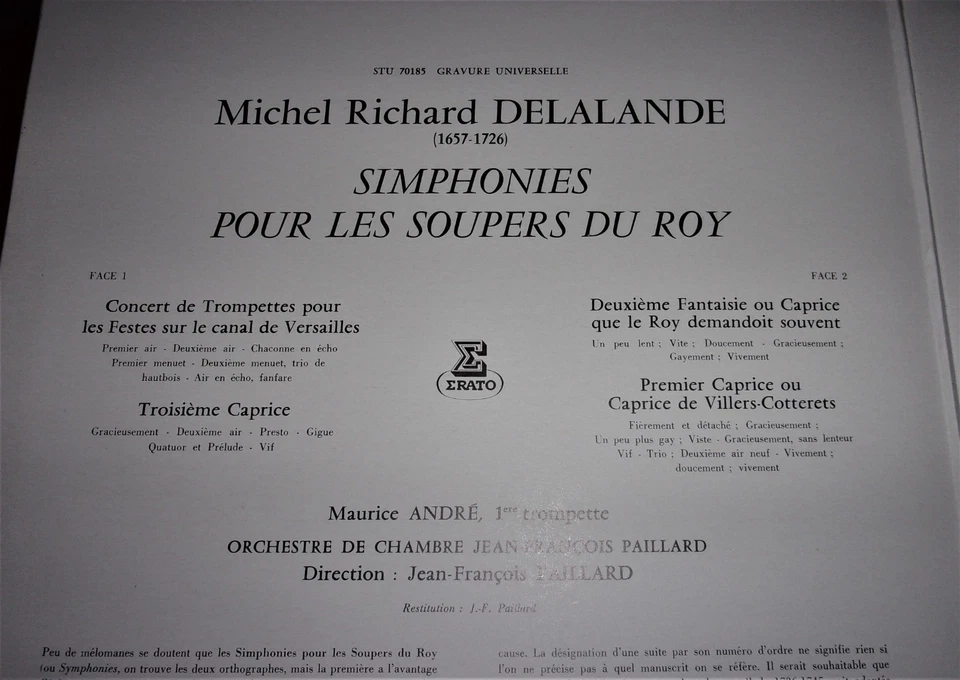 Delalande - Simphonies pour les Soupers du Roy - Maurice André - Vinyle 33t - Photo 4/4