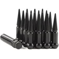 GAsupply 10x1.25 Spike Lug Nuts 16pcs, Closed End Bulge Acorn M10-1.25, Black.