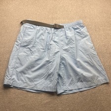 Columbia Shorts Mens Large Mesh Lined Belted Outdoor Light Blue Zip Pocket Logo