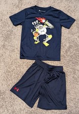 Boys Under Armour Size 6; Athletic Baseball Outfit Shirt Shorts Set