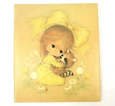 Vintage Hallmark Girl w Racoon Magnetic Post Photo Album Binder Book 1970s 12"