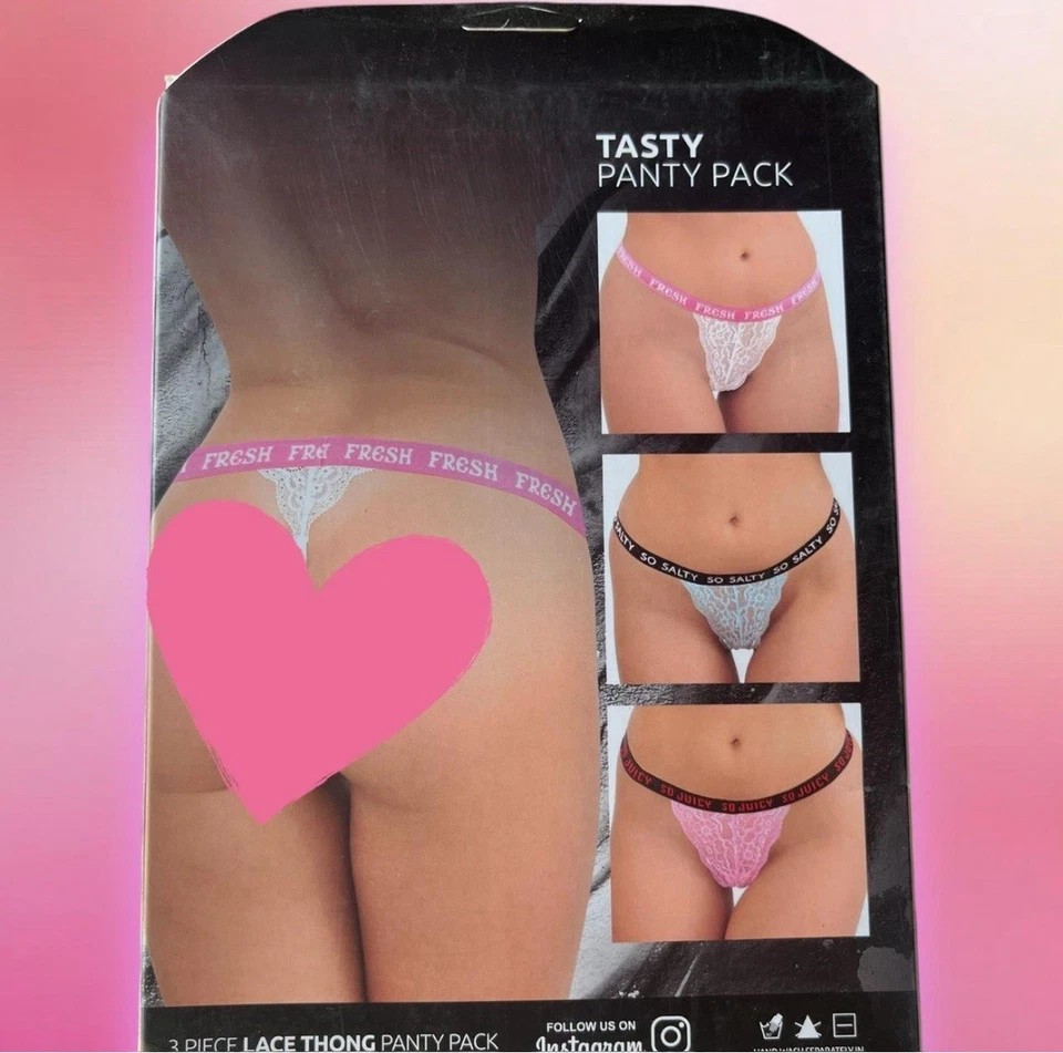 Fantasy Lingerie 3pk Lace Tasty Panty Pack Thong  lingerie Set - NEW OS  - Image 2 of 2