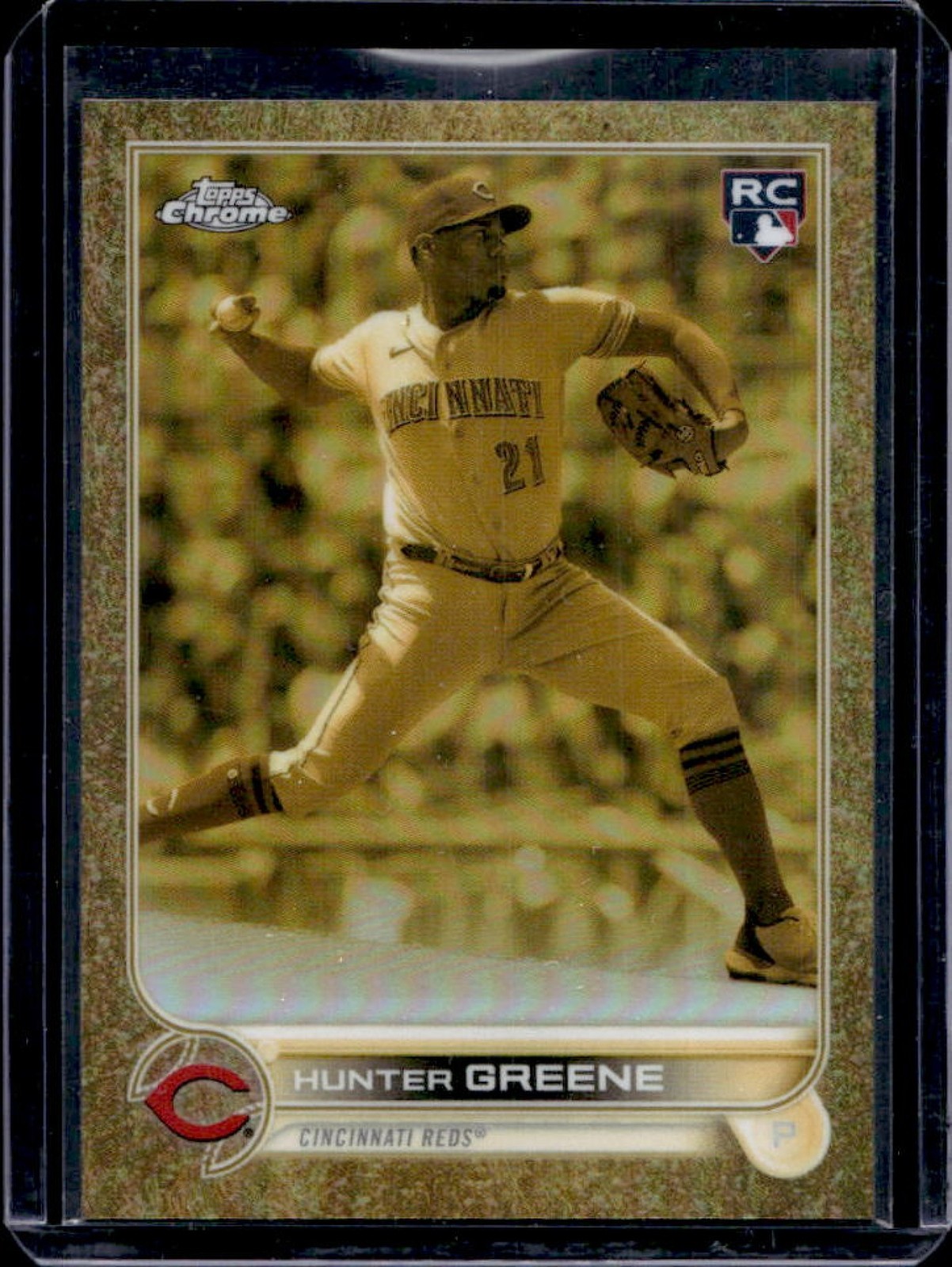2022 Topps Gilded Collection Hunter Greene Cast in Gold Refractor RC #/199 Reds