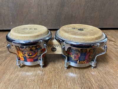 Santana By Latin Percussion Mini Tunable Bongos Natural Rawhide Heads Wood Body