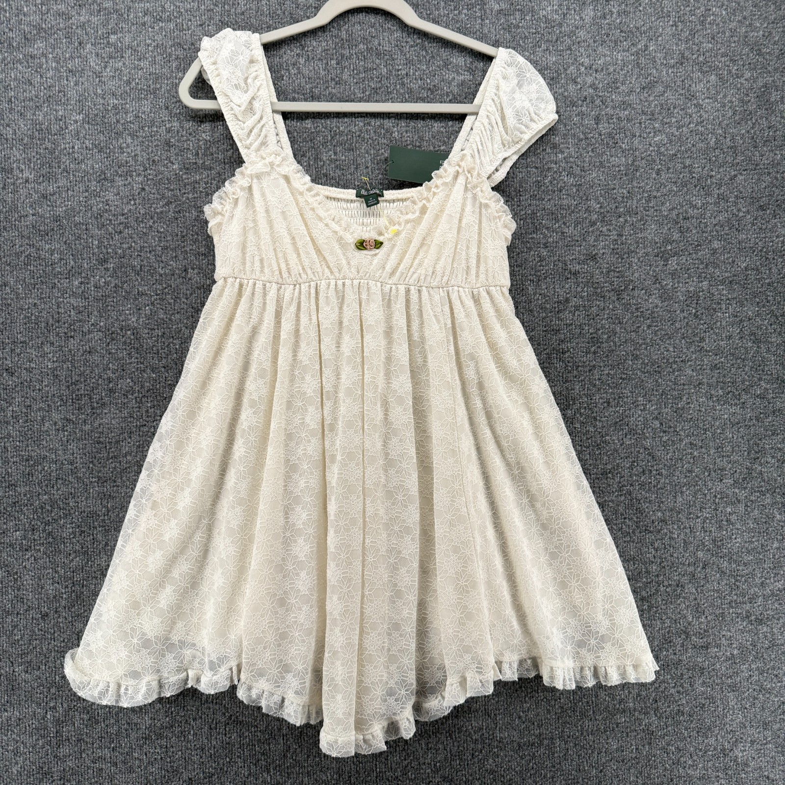 Womens Dress Size M Lace Floral Sleeveless Babydoll Coquette Fairy Cottagecore