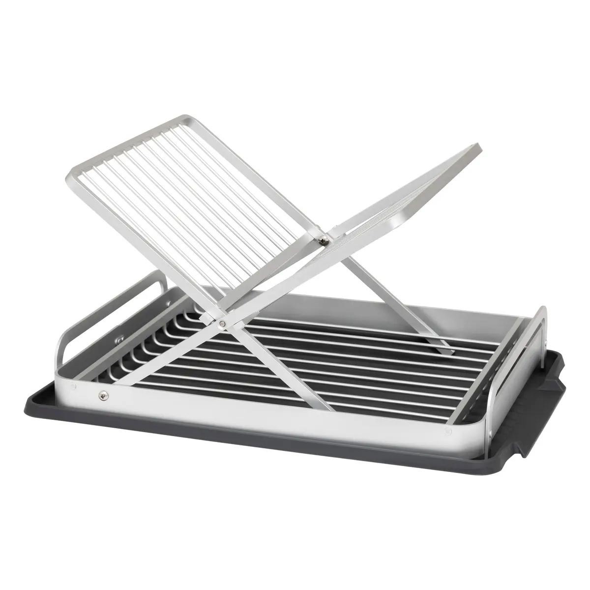 Égouttoir à vaisselle pliant 44cm gris en silicone pour un gain de place