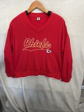 Vintage 90s Kansas City Chiefs NFL Crewneck Sweatshirt L Red Embroidered