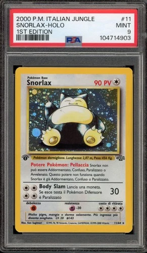 Pokemon Snorlax Jungle 1st Edition ITALIAN Holo Rare #11 PSA 9 Mint