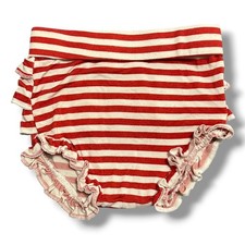 Posh Peanut Striped Ruffle Bamboo Diaper Cover Red White Bloomer Bummie 3-6 Mos