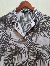 Express Shirt Mens Medium White Palm Floral Short Sleeve Button Up Tropical