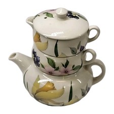 Hadida Bathroom Collection 3 Piece Stacking Set Teapot Sugar Creamer Floral