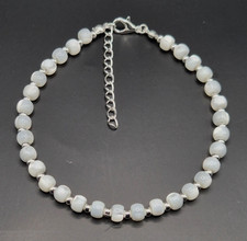 WHITE SHELL BEADED ANKLE BRACELET ANKLET 9.5" + EXT 487