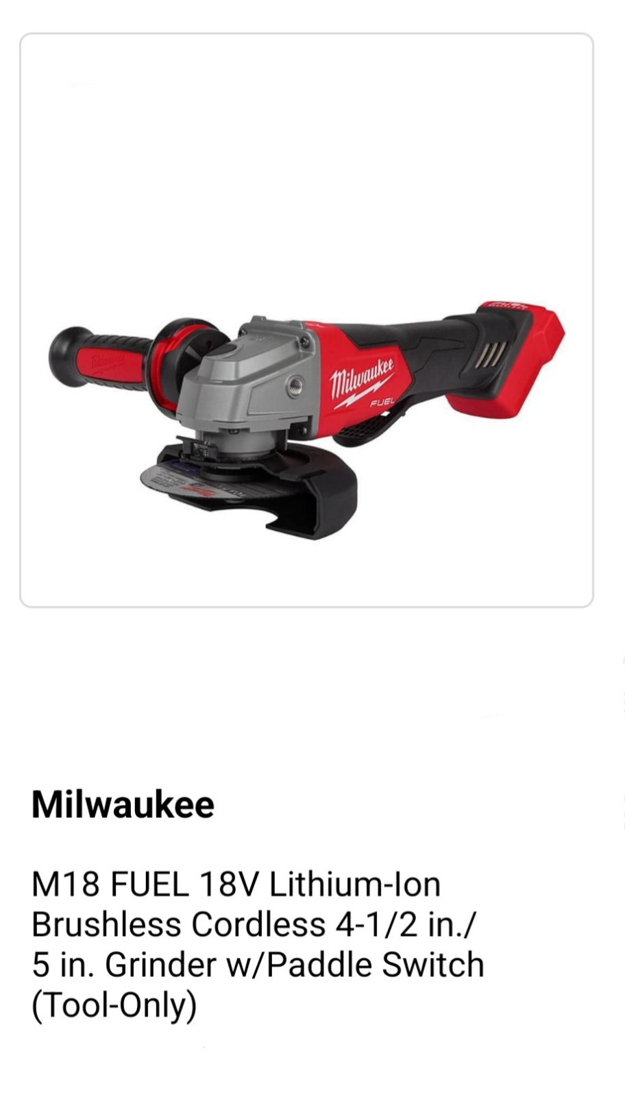 Milwaukee 18V M18 FUEL 4 1/2