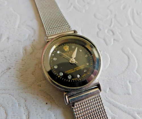 VINTAGE SWISS "ROLEX" OYSTER PERPETUAL DATEJUST QUARTZ LADIES WATCH - RUNS!