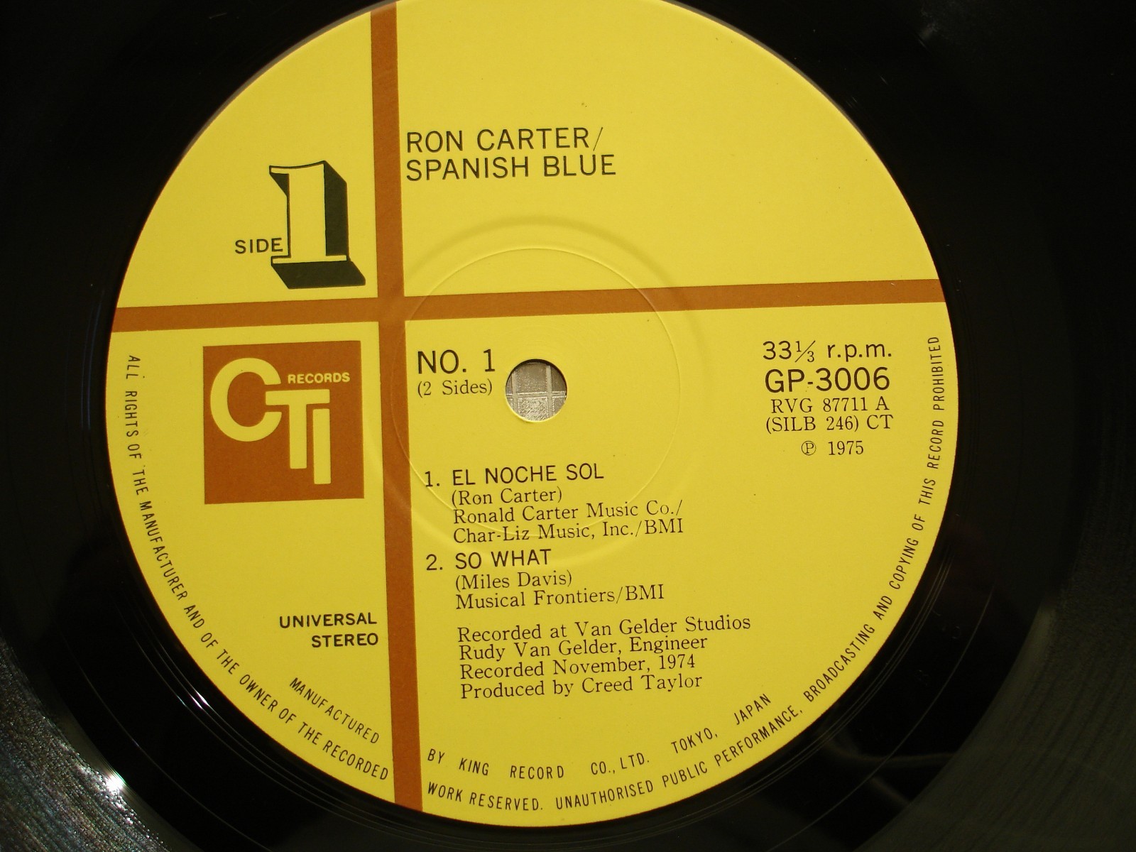 Ron Carter ~ Spanish Blue ~  Japan IMPORT LP  CTI Records GP-3006