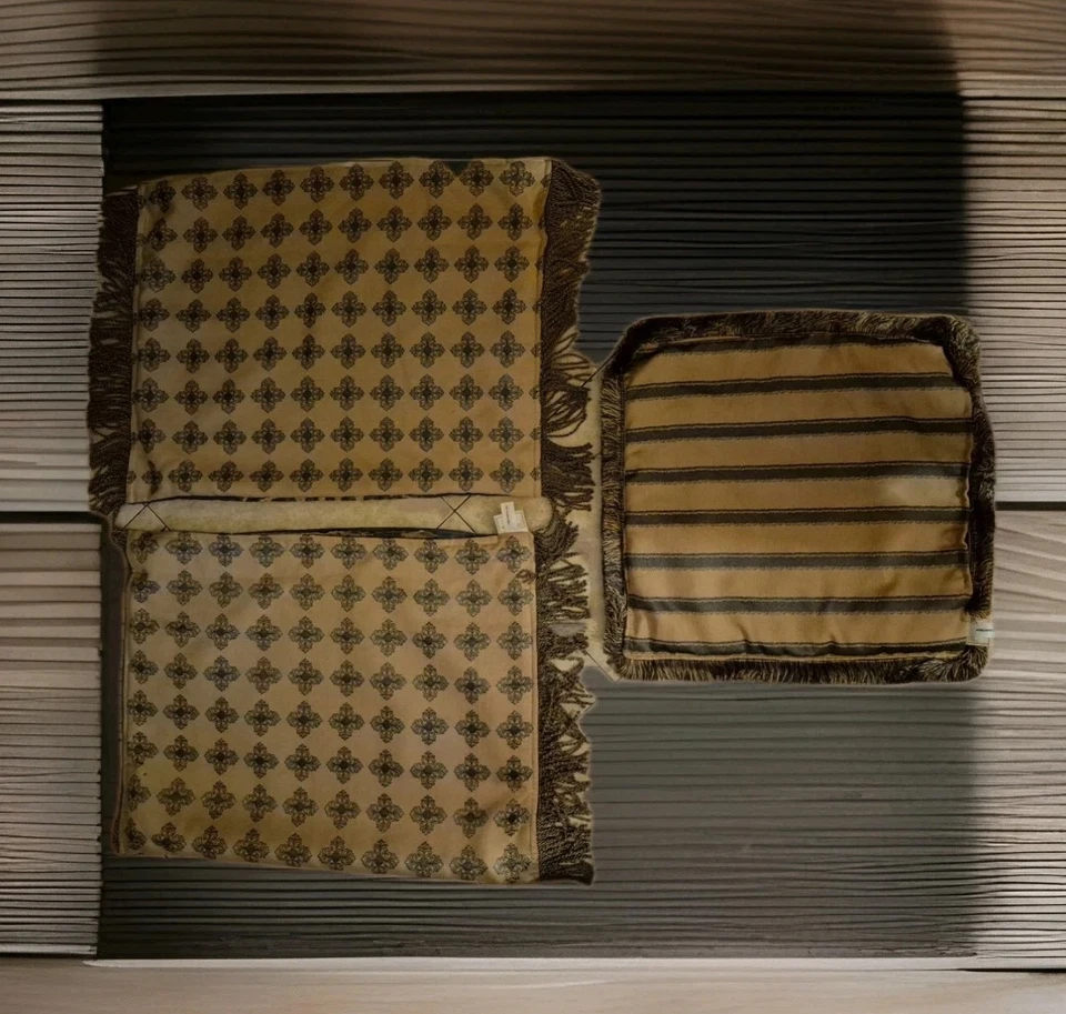 3 fundas falsas de almohada Waterford gris/dorado floral jacquard tapiz 2 horas 1 cuadrado Foto 4 de 4