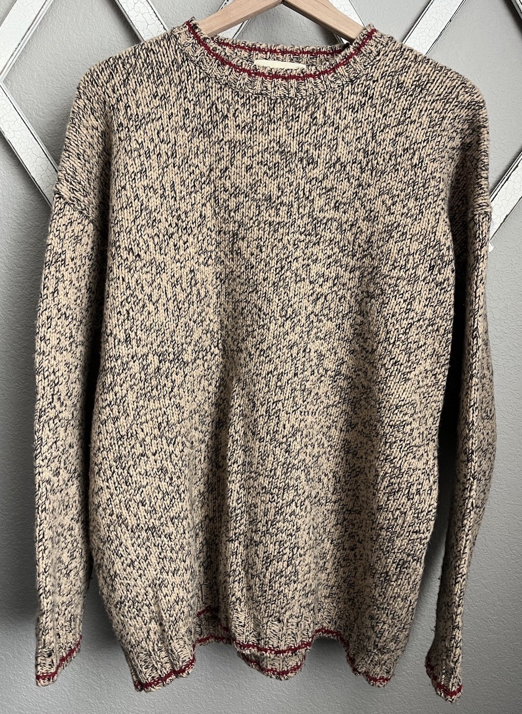 Vintage Eddie Bauer Men's L 100% Wool Crewneck Sweater Hong Kong