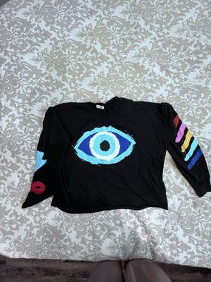 Lauren Moshi Black Evil Eye Long Sleeve T Shirt XL