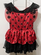 Ladybug Halloween Costume Dress w/ wings Kids Size L, Red Black