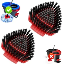 2 Pack Upgraded Spin Mop Replace Scrub Brush Small (2 Pack), Red 