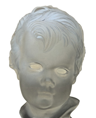 VTG Fancy Frosted Glass Bust Head Child Angel Boy Girl Bookend Knick Knack 7''