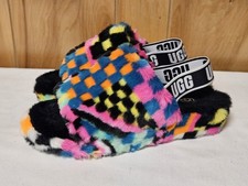 UGG Women's Size 9 -Fluff Yeah Slide Slipper - Multicolor Checks