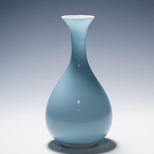 Vaso Tomaso Buzzi per Venini in vetro azzurro e Lattimo ca. 1933