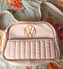Volkswagen Vw Logo Beige Shoulder Bag Purse Zip Closure Embroidered Strap Volkswagen Vw Logo Beige Shoulder Bag Purse Zip Closure Embroidered Strap